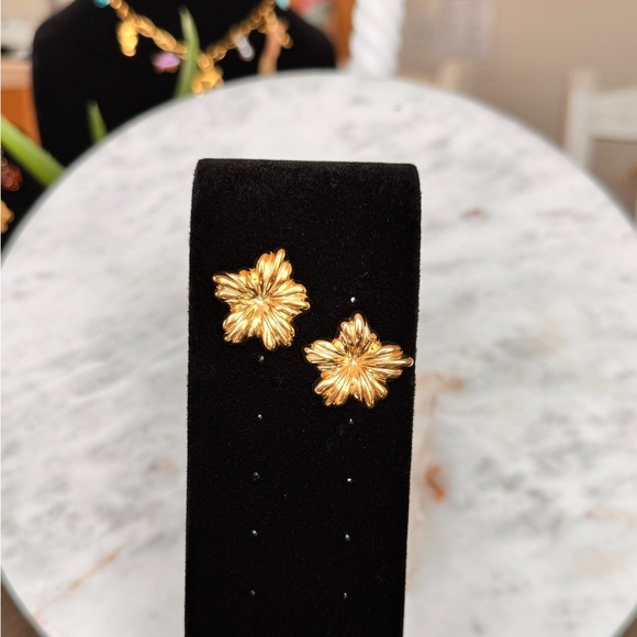 Anointed Beauty Boutique Jewelry - Gold Floral Statement Earrings